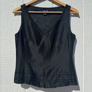 vintage black ann taylor silk beaded tank